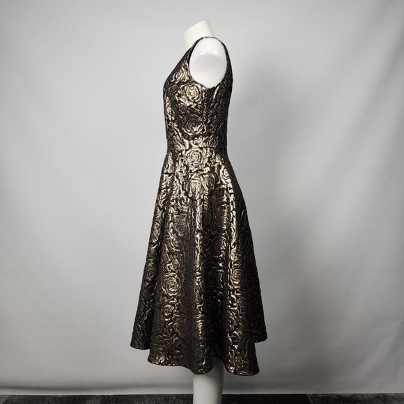 Elegant Black and Gold Floral Dress - Picture 6 of 13